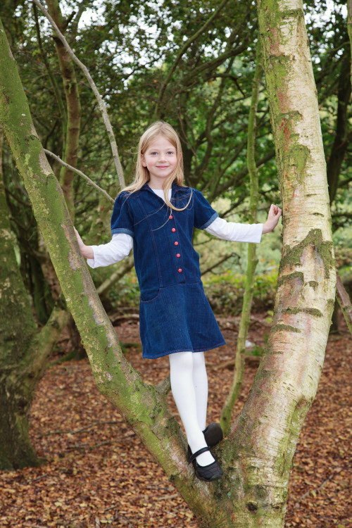 Button up dress in a tree Denim Dress for Girls from Where Does It Come From? wheredoesitcomefrom.co.uk