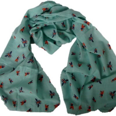 handwoven bee scarf aqua from Where Does It Come From? ethical traceable fairtrade wheredoesitcomefrom.co.uk