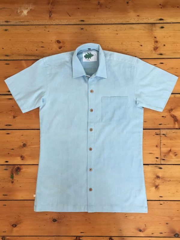 organic pale blue shirt