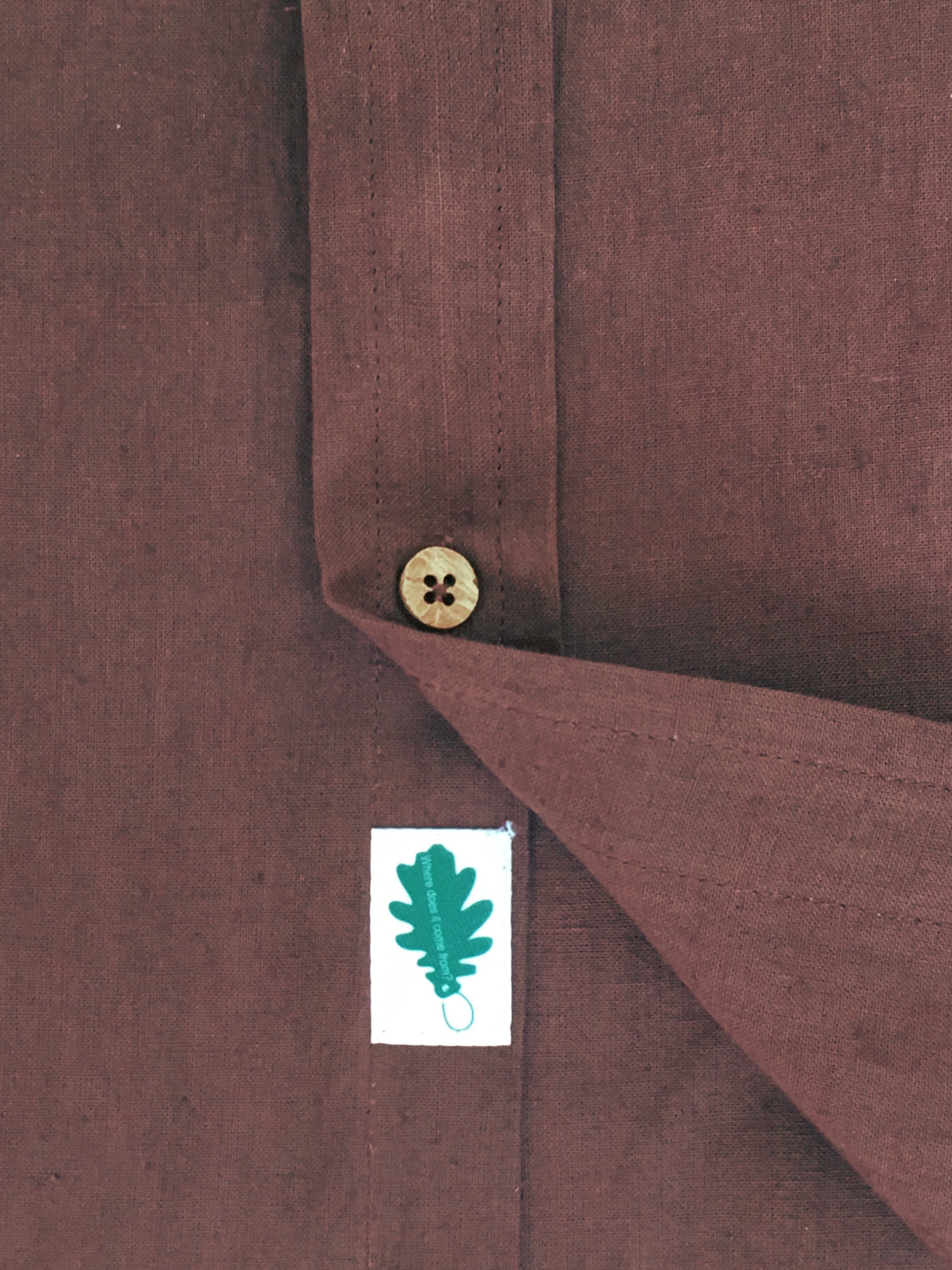 organic brown shirt placket organic brown shirt