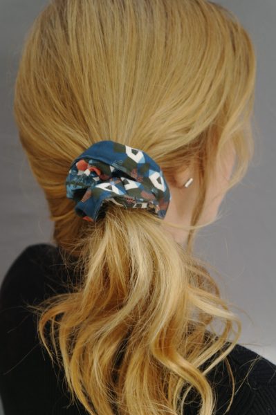 african hair scrunchie blue