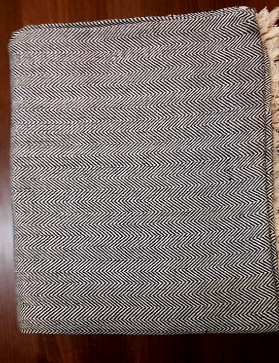 handwoven zigzag throw dark green